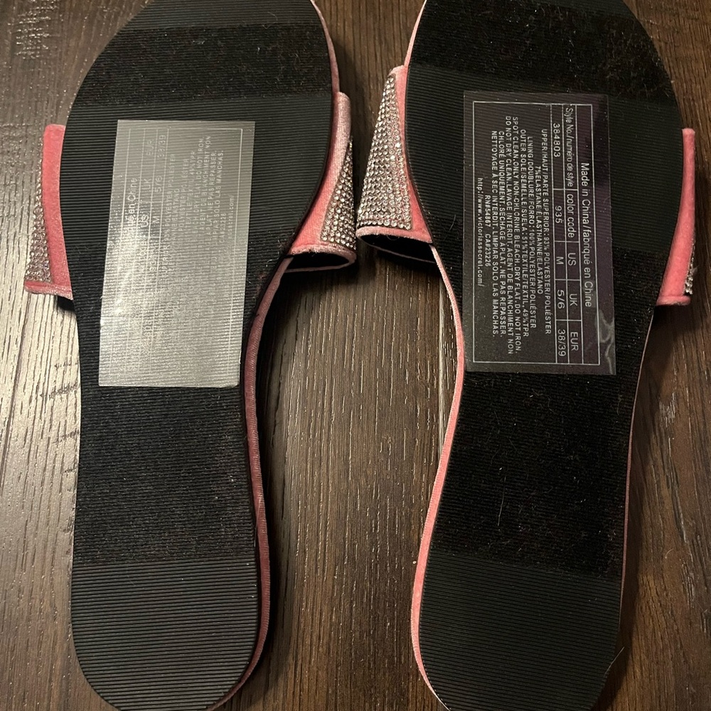 Pink Rhinestone Victoria’s Secret Slippers - Picture 3 of 4